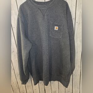 Carhartt Pocket Sweatshirt XL Tall Gray Crewneck Workwear Pullover Heavyweight